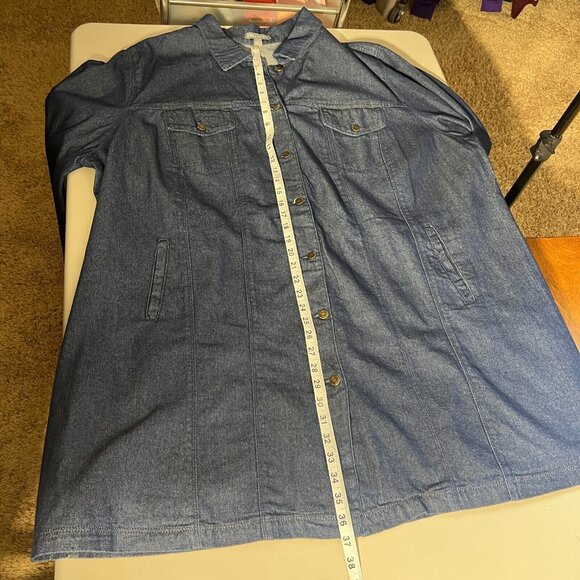 Jessica London Jean Jacket Womens 28W Blue Dark Wash Denim Cotton Longline Plus - Picture 11 of 12